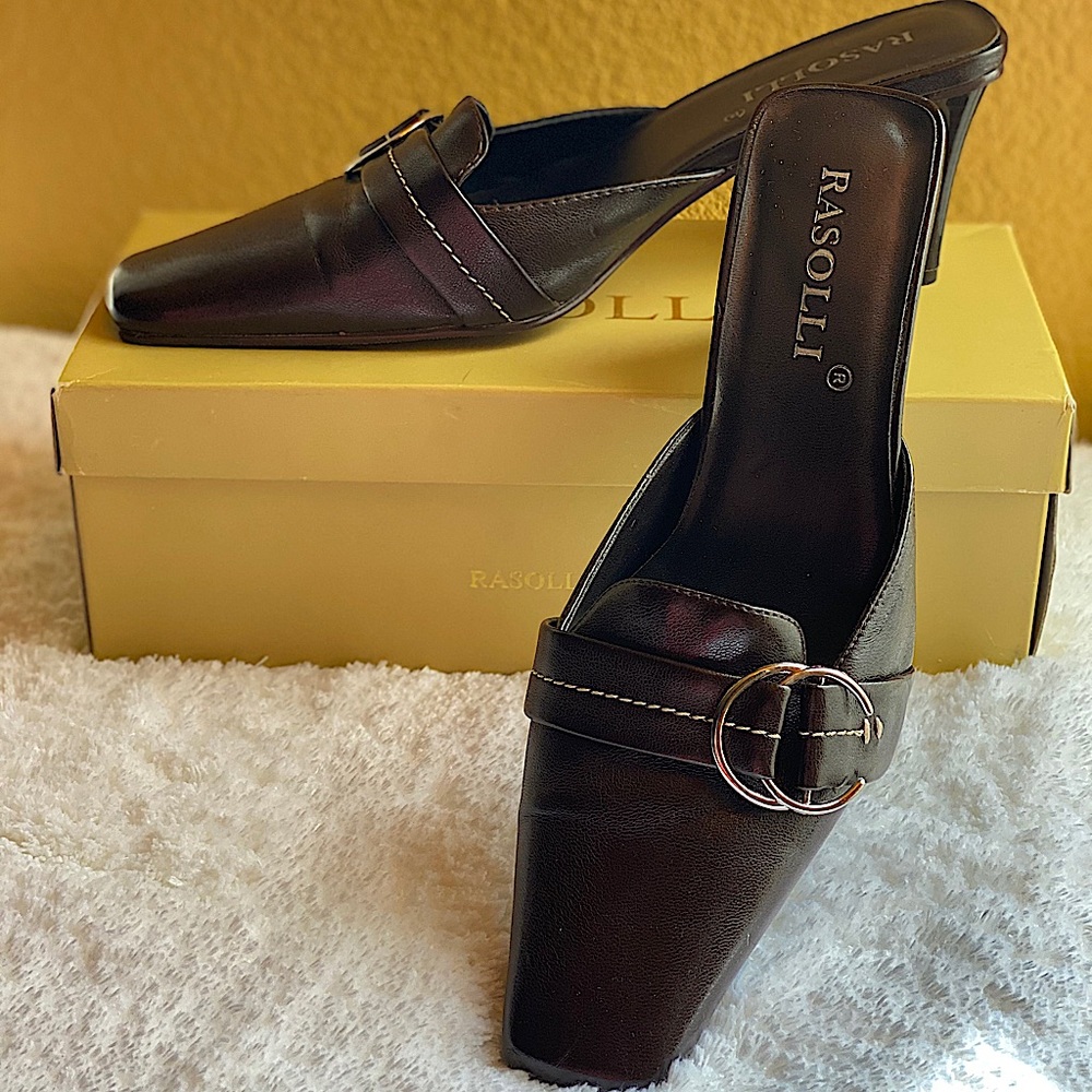 Rasolli Brown Mule Sandals. Size 9